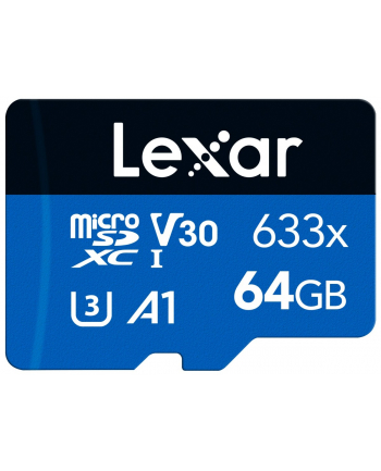 lexar Karta pamięci microSDXC 64GB 633x 100/45MB/s CL10 adapter