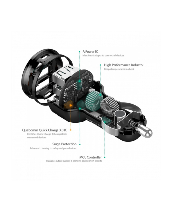 CC-T11 ładowarka samochodowa 3xUSB Quick Charge 3.0 | 7.8A | 42W + kabel micro USB