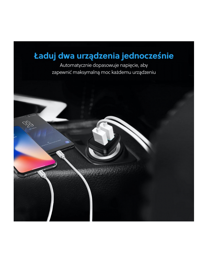 C0051 Black Ładowarka samochodowa 2xUSB Quick Charge 3.0 30W główny