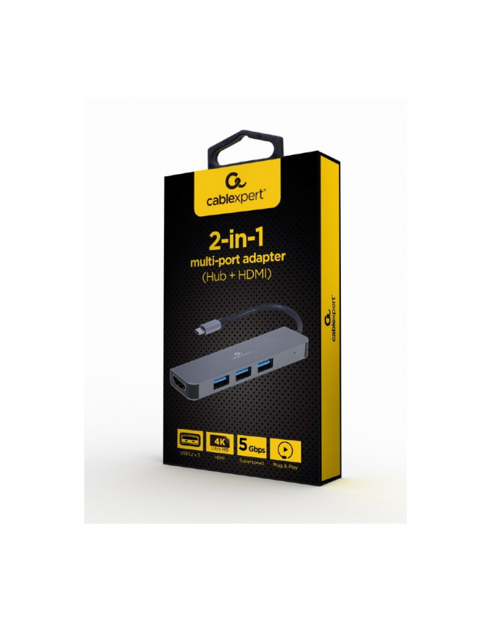 GEMBIRD A-CM-COMBO2-01 Multi Port Adapter USB Type C 2in1 HUB USB HDMI główny