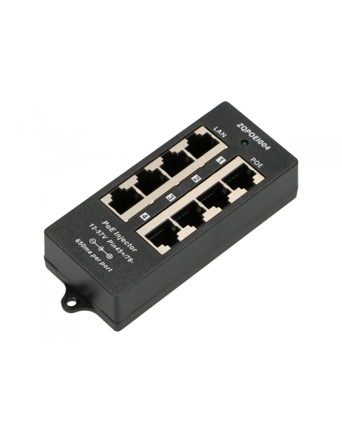 EXTRALINK PoE injector 4 portowy IN czarna CASE główny