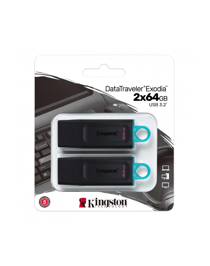 KINGSTON 64GB USB3.2 Gen 1 DataTraveler Exodia Black+Teal 2 Pieces główny