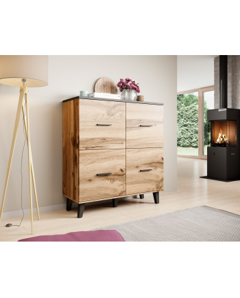 cama meble Komoda LOTTA 110 4D wotan + czarny mat