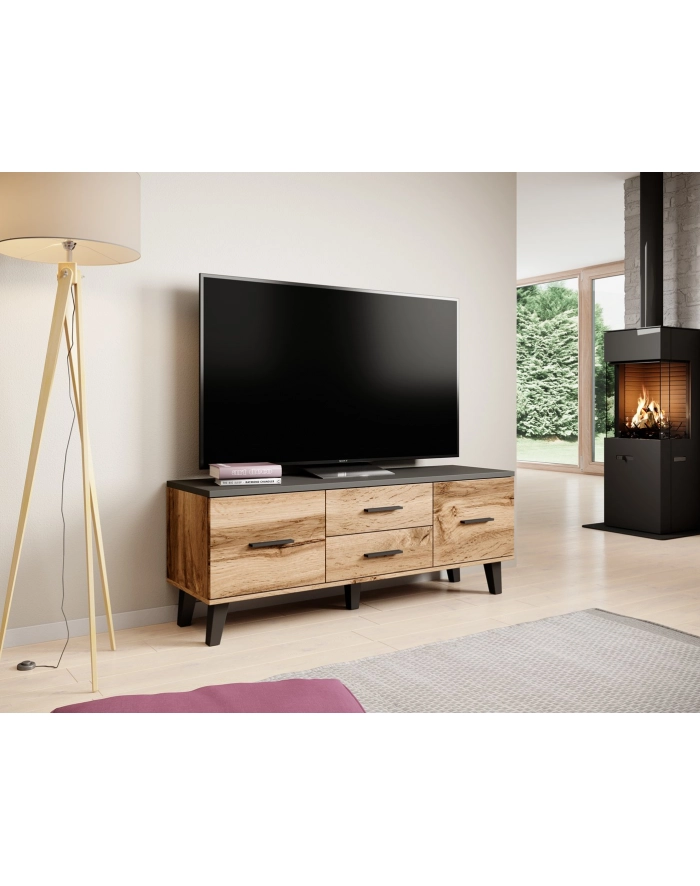 cama meble RTV LOTTA 140 2D2S wotan + czarny mat główny