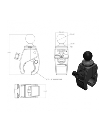 ram mounts RAM MOUNT klamra zaciskowa Tough-claw RAP-B-400U