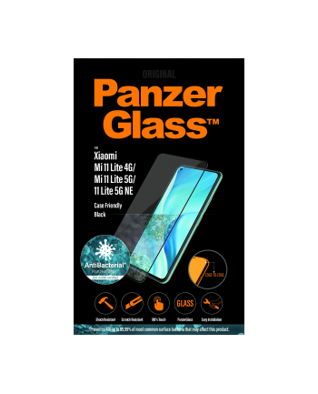 PANZERGLASS SZKŁO HARTOWANE XIAOMI MI 11 LITE ANTYBAKTERYJNE CZARNE DO ETUI 8042