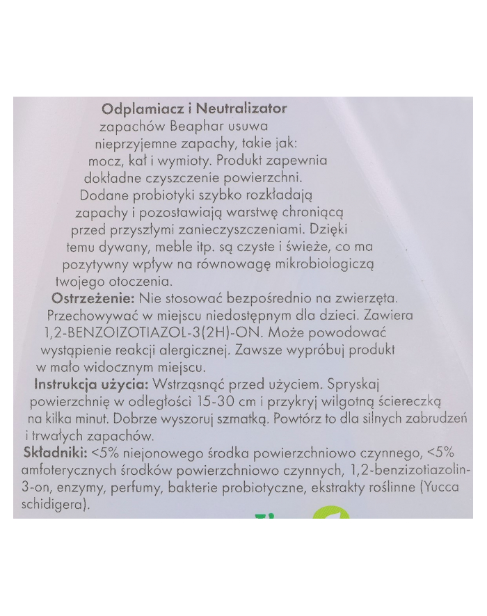 Beaphar odplamiacz i neutralizator zapachów 500ml główny