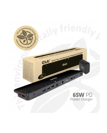 club 3d Stacja dokująca Club3D CSV-1564W65 (USB Gen1 Type-C Triple Display Dynamic PD Charging Dock with 65 Watt PS)