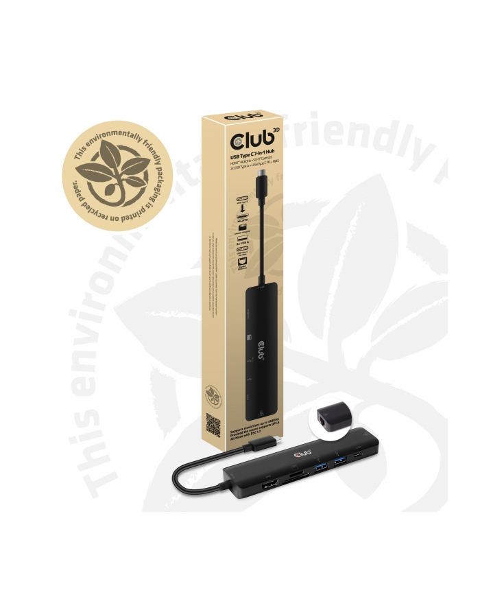 club 3d Hub Club3D CSV-1592 (USB Type C 7-in-1 Hub to HDMI™ 4K60Hz /SD-TF Card slot 2x USB Type A / USB Type C PD / RJ45) główny