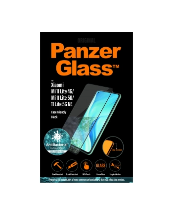 PANZERGLASS SZKŁO HARTOWANE XIAOMI MI 11 LITE ANTYBAKTERYJNE CZARNE DO ETUI 8042