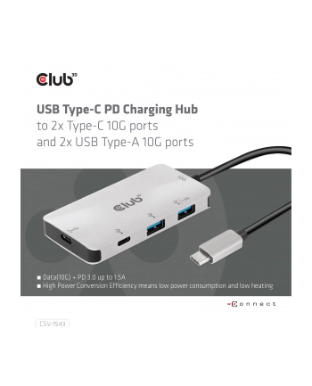 club 3d Hub Club3D CSV-1543 (USB Gen2 Type-C PD Charging to 2x Type-C 10G ports and 2x USB Type-A 10G ports Hub) nr 1