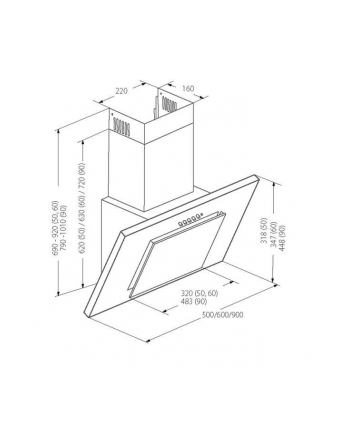 Okap kominowy AKPO WK-4 NERO LINE ECO 50 BIAŁY (162 m3/h; 500mm; kolor biały)