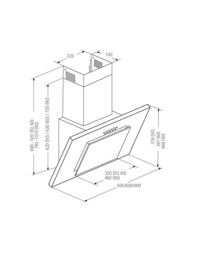 Okap kominowy AKPO WK-4 NERO LINE ECO 60 BIAŁY (162 m3/h; 600mm; kolor biały) główny