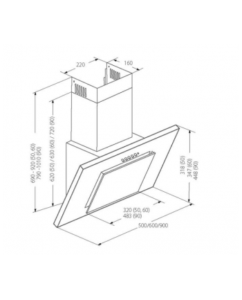 Okap kominowy AKPO WK-4 NERO LINE ECO 60 CZARNY (162 m3/h; 600mm; kolor czarny)