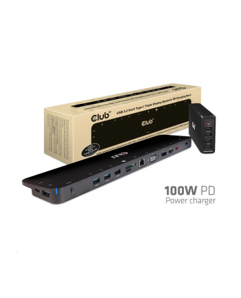 club 3d Stacja dokująca Club3D CSV-1564W100 (USB Type C 32 Gen1 Triple Display Dynamic PD Charging Dock 100W PD Power charger)