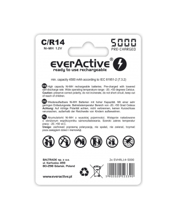 everactive Akumulatorki R14/C NI-MH 5000 mAh 2 szt. ready to use