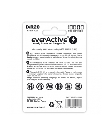 everactive Akumulatorki R20/D NI-MH 10000 mAh 2 szt. ready to use