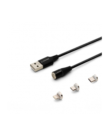SAVIO CL-155 USB - USB Type C Micro and Lightning cable 3A 2m Kolor: CZARNY