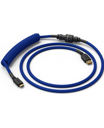 Glorious PC Gaming Race Coiled Cable Cobalt, USB-C to USB-A Spiralcable - 1,37m, blue