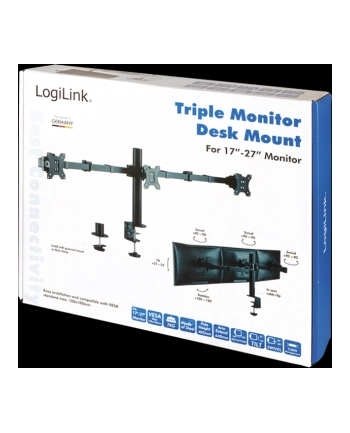 LOGILINK BP0107 Potrójny uchwyt na monitor 17-27inch regulowana długość ramienia nr 1