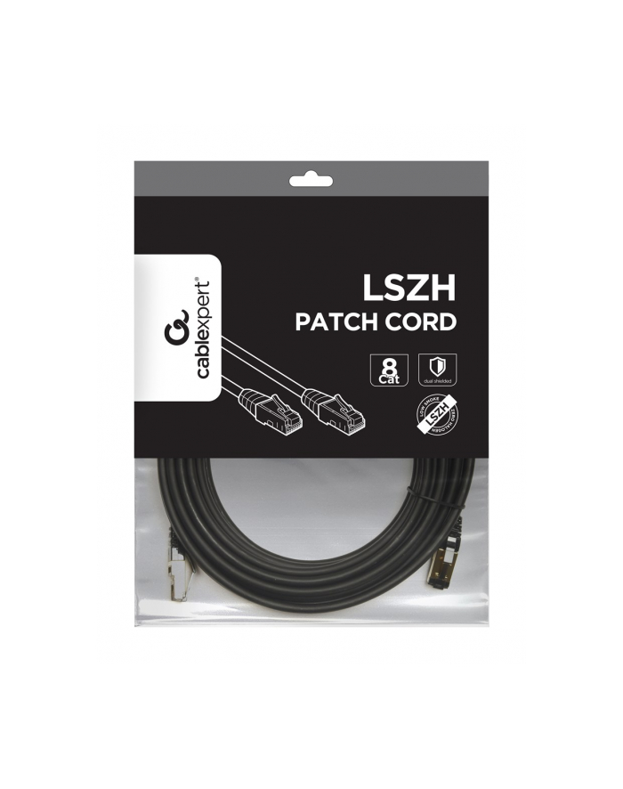 GEMBIRD PP8-LSZHCU-BK-10M S/FTP Kat. 8 LSZH patchcord czarny 10m główny