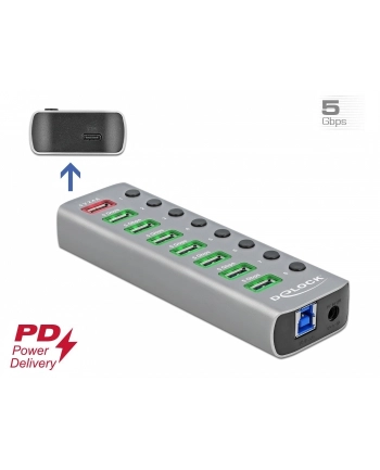 DeLOCK USB 3.2 Gen1 Hub + 7Po + SLK + USB-C - 63264
