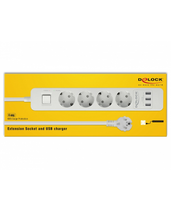 DeLock socket strip 4-way USB Kolor: BIAŁY