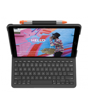 D-E Layout - Logitech Slim Folio for iPad 7th + 8th Gen Kolor: CZARNY - 920-009474