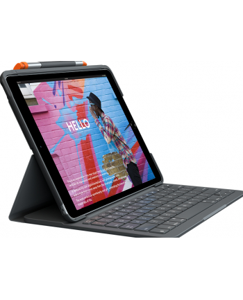 D-E Layout - Logitech Slim Folio for iPad 7th + 8th Gen Kolor: CZARNY - 920-009474