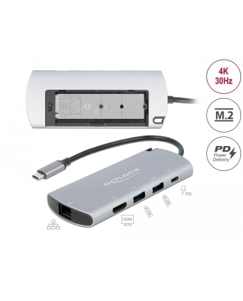 DeLOCK USB-C DS M.2 Slot-4K HDMI / USB / LAN - + PD 3.0 nr 1