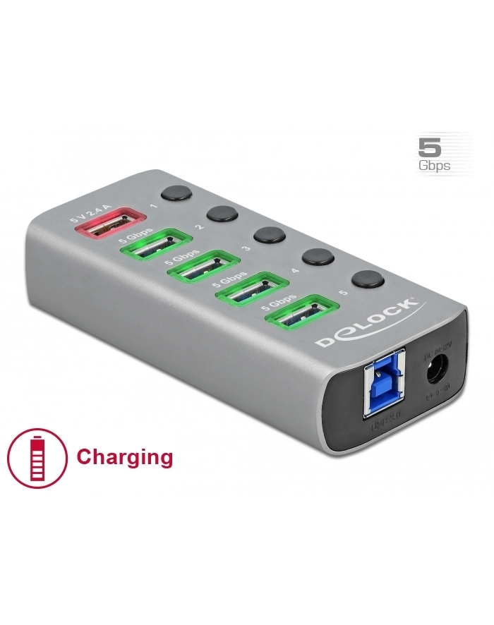 DeLOCK USB 3.2 Gen1 Hub + 4Po + 1SLK + ST + BE - 63262 główny