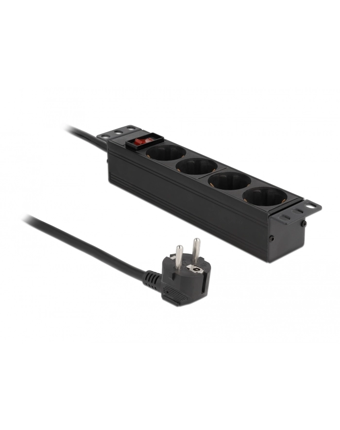 DeLock 10 socket strip 4-way 1U bk - with pczerwonyective contact switch główny