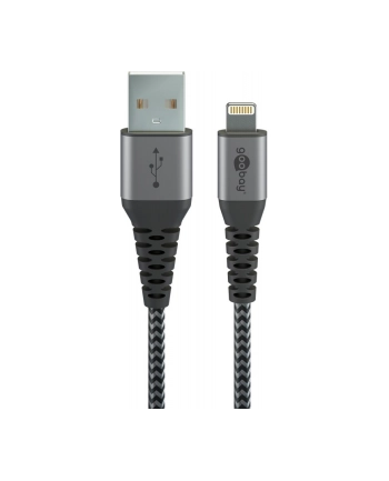 Goobay cable Lightning textile grey / silver 1,0m - 49268 nr 2
