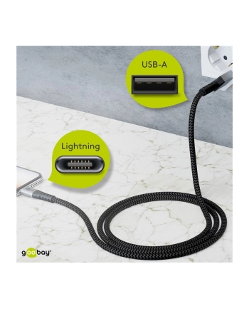 Goobay cable Lightning textile grey / silver 2.0m - 49269 nr 1