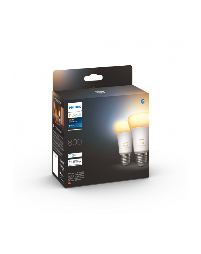 Philips Hue E27 double pack 2x570lm 60W - White Amb. główny