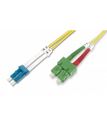 digitus Światłowodowy kabel krosowy (patch cord) jednomodowy SC APC/LC dplx OS2, LSOH, 2m, Żółty
