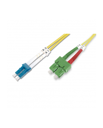 digitus Światłowodowy kabel krosowy (patch cord) jednomodowy SC APC/LC dplx OS2, LSOH, 2m, Żółty