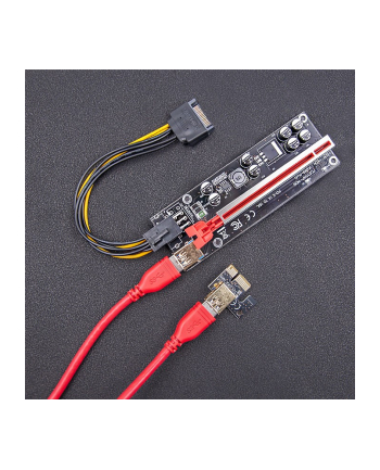 qoltec Riser PCI-E 1x -  16x | USB 3.0 | ver.009S Plus | SATA/PCI-E     6 pin