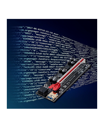 qoltec Riser PCI-E 1x -  16x | USB 3.0 | ver.009S Plus | SATA/PCI-E     6 pin