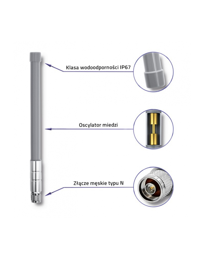 qoltec Antena LoRa | 3dBi | Zewnętrzna główny