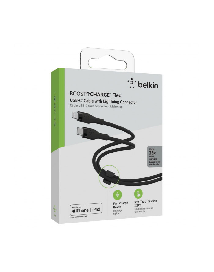 belkin Kabel BoostCharge USB-C do Lightning silikonowy 1m, czarny główny