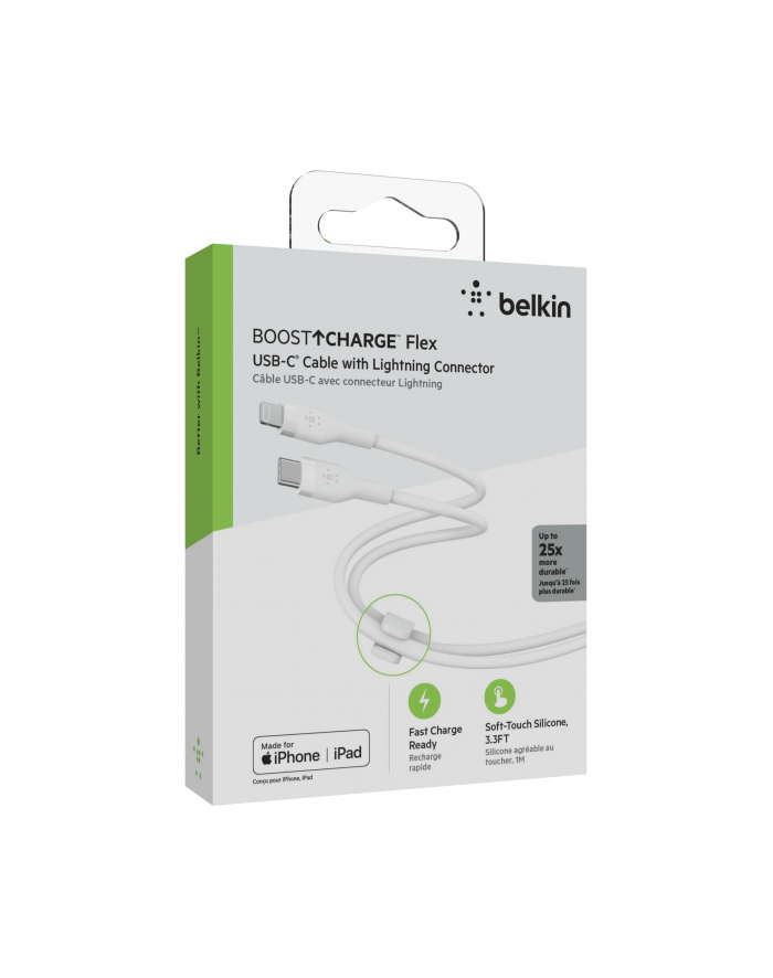 belkin Kabel BoostCharge USB-C do Lightning silikonowy 1m, biały główny