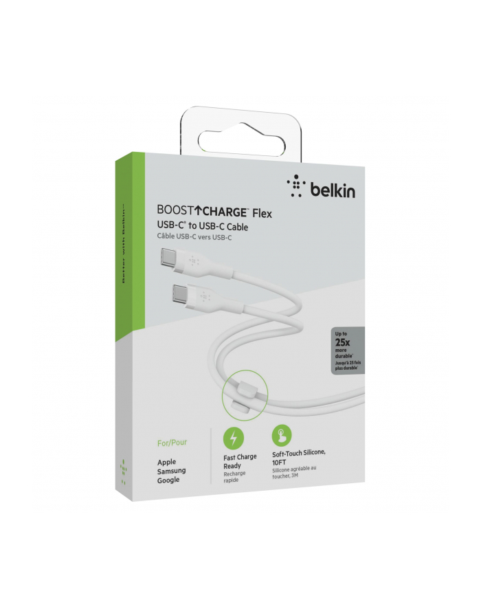 belkin Kabel BoostCharge USB-C do USB-C 2.0 silikonowy 3m, biały główny