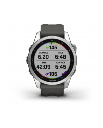 Garmin Fenix 7S srebrny z grafitowym paskiem