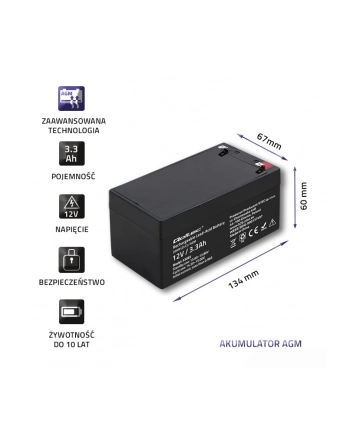 qoltec Akumulator AGM | 12V | 3.3Ah | max. 49.5A nr 2