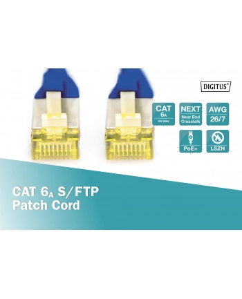DIGITUS CAT 6A S-FTP patch cable Cu LSZH AWG 26/7 length 0.5 m color blue nr 1
