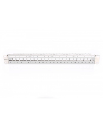 DIGITUS Modular Patch Panel Shielded 24-port Blank 1U Rack Mount Color Gray transp. labeling field nr 2