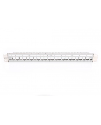 DIGITUS Modular Patch Panel Shielded 24-port Blank 1U Rack Mount Color Gray transp. labeling field nr 1