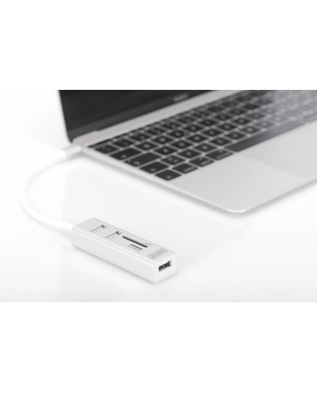 DIGITUS HUB/Koncentrator 3-portowy OTG USB Typ C USB 2.0 HighSpeed czytnik kart SD/Micro SD aluminium nr 1