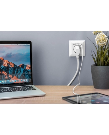 DIGITUS DA-70613 Safety Wall Outlet 2xUSB USB output total 5V 2.1A Input AC 250V 50Hz RAL 9003